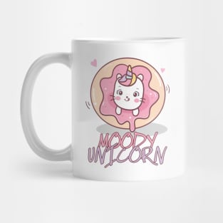 Moody unicorn - Cute little unicorn in a donut you and your kids would love! - Available in stickers, clothing, etc Mug